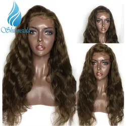 SHD коричневый Цвет 13*6 Синтетические волосы на кружеве парики с ребенком волос предварительно сорвал бразильский человеческих волос 360