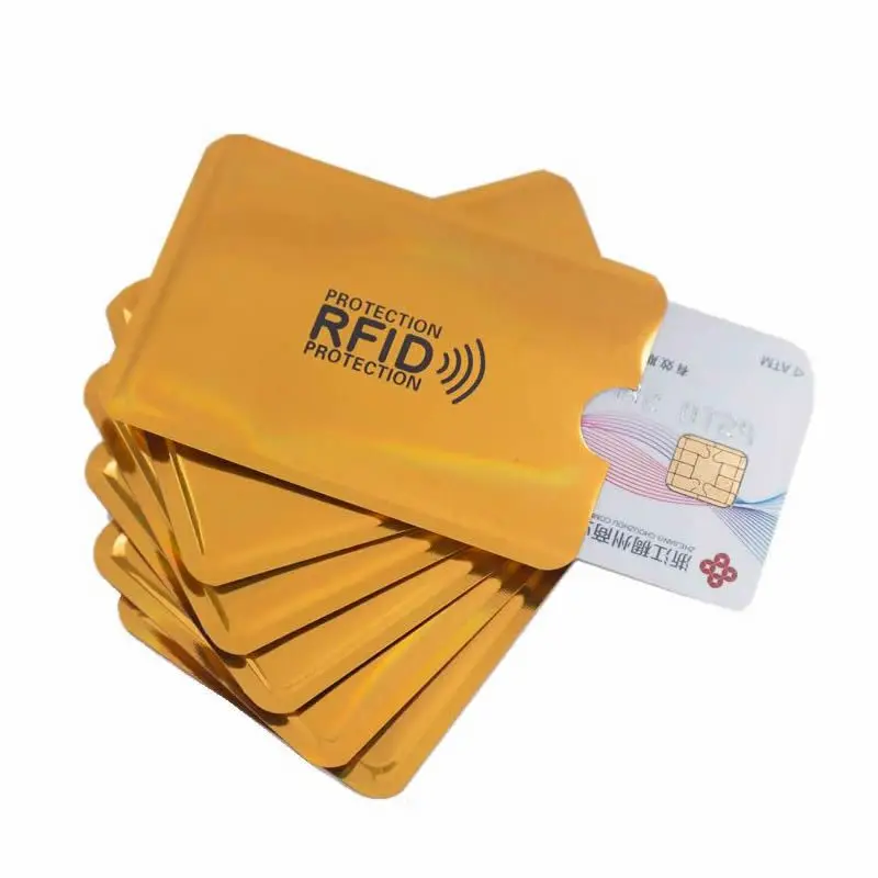 Золотой лазер Анти Rfid кошелек Блокировка ридер замок банк держатель для карт ID банковский чехол для карт бизнес защита металлический кредитный алюминий