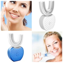 360 градусов u-образная Автоматическая ленивая зубная щетка, звуковая силиконовая электрическая зубная щетка для отбеливания зубов, инструмент для чистки, перезаряжаемый через USB