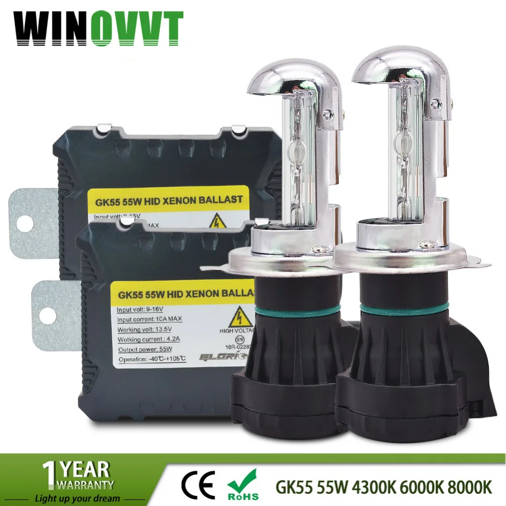 Bi Xenon bulb kit h4 high low 12v 55W DC h4 xenon HID For Car Headlight