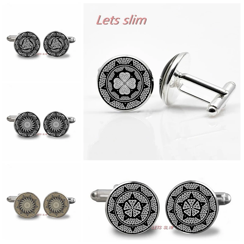 

Fashion Handmade Sacred Geometry Keychain Celtic Round Pattern Glass Key Chain High Quality Men and Women Gifts