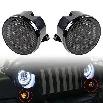 

Pair Amber Front LED Turn Signal Light Assembly for 2007-2016 Jeep Wrangler JK Turn Lamp Fender Flares