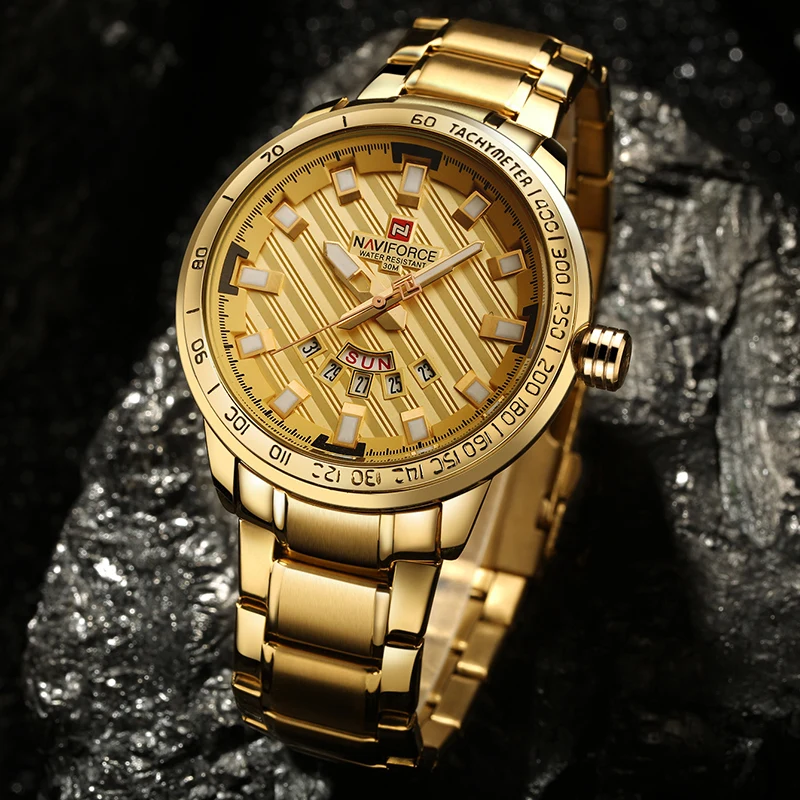 NAVIFORCE Gold Watch Men Watches Top Brand Luxury Military Wristwatch Male Clock Sport Quartz Wrist