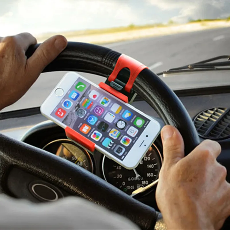 Universal Steering Wheel Car mobile Phone Holder Flexible Mount For