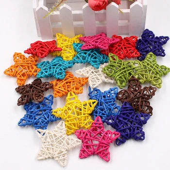 

5pcs/lot 6cm Rattan stars Artificial Straw Ball For Birthday Party Wedding Decoration Christmas Decor Home Ornament Supplies