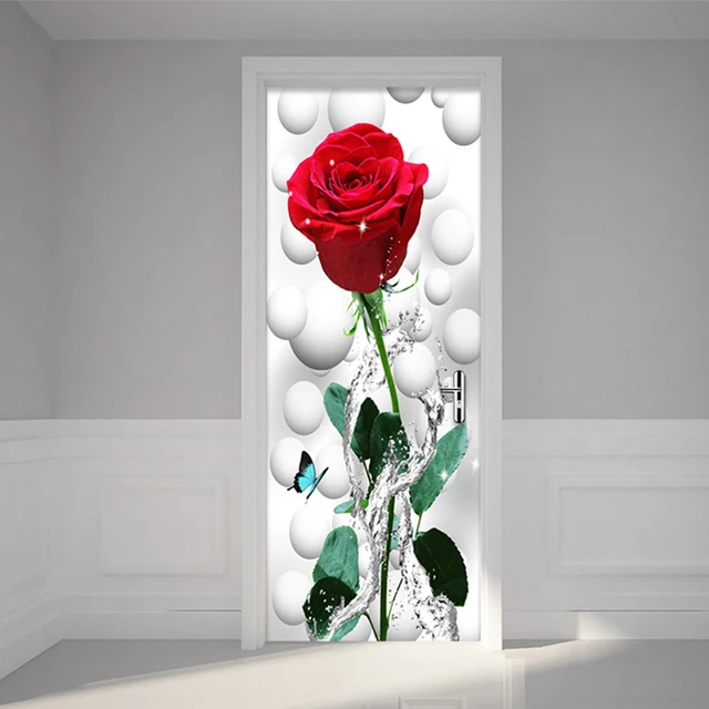 modern simple red rose flower wallpaper 3d wall door mural pvc self rose flower wall paper