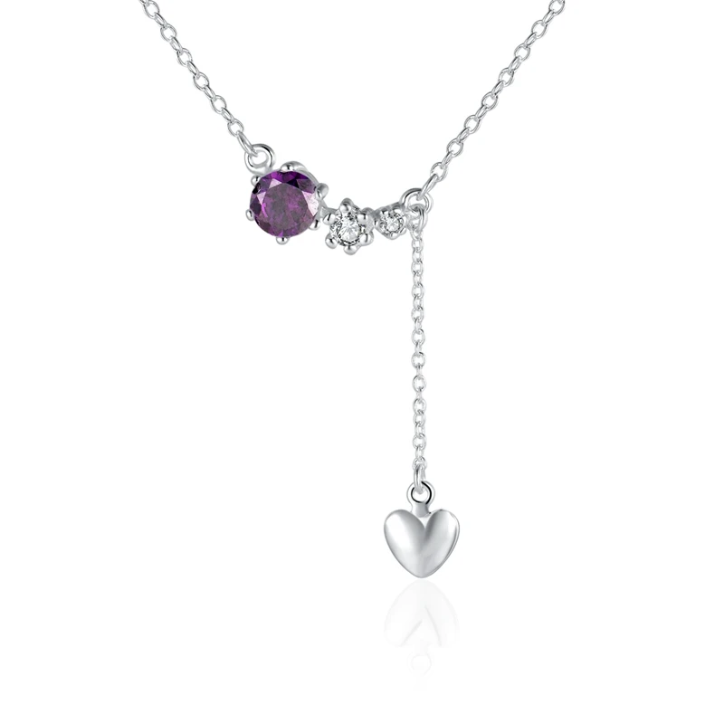 wholesale fine silver plated necklace fashion jewelry chain purple