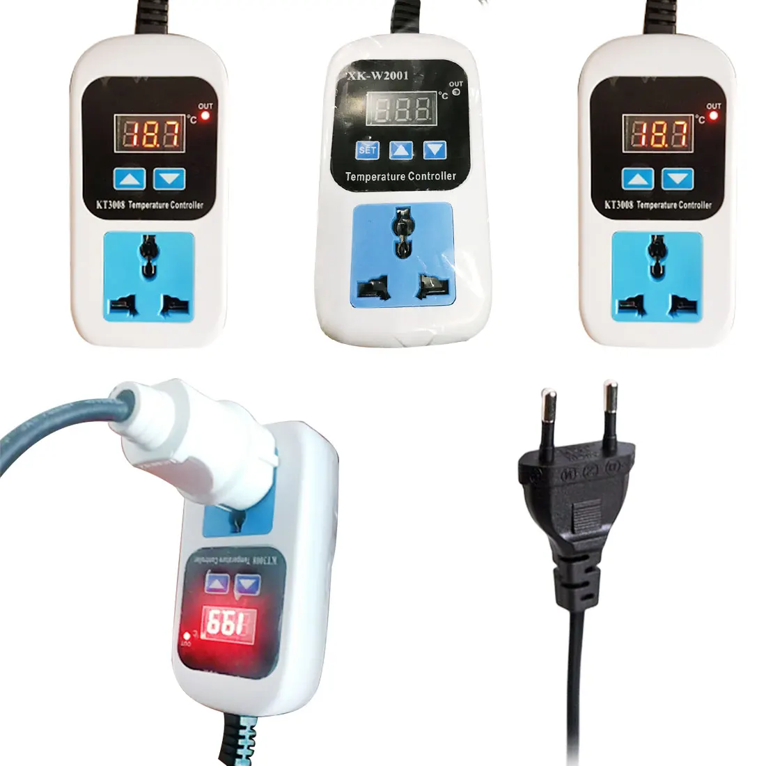 

Digital Thermostat Regulator Temperature Controller Microcomputer Socket Outlet AC 110-220V -50~110C + NTC Sensor KT3008 KT3009A