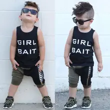 Летний жилет для маленьких мальчиков, топы, футболка, шаровары, камуфляжные шорты, одежда