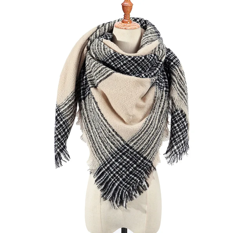 Дизайн, брендовый женский шарф, модный клетчатый зимний кашемировый шарф, Женская шаль из пашмины, шарф, Теплая бандана для шеи