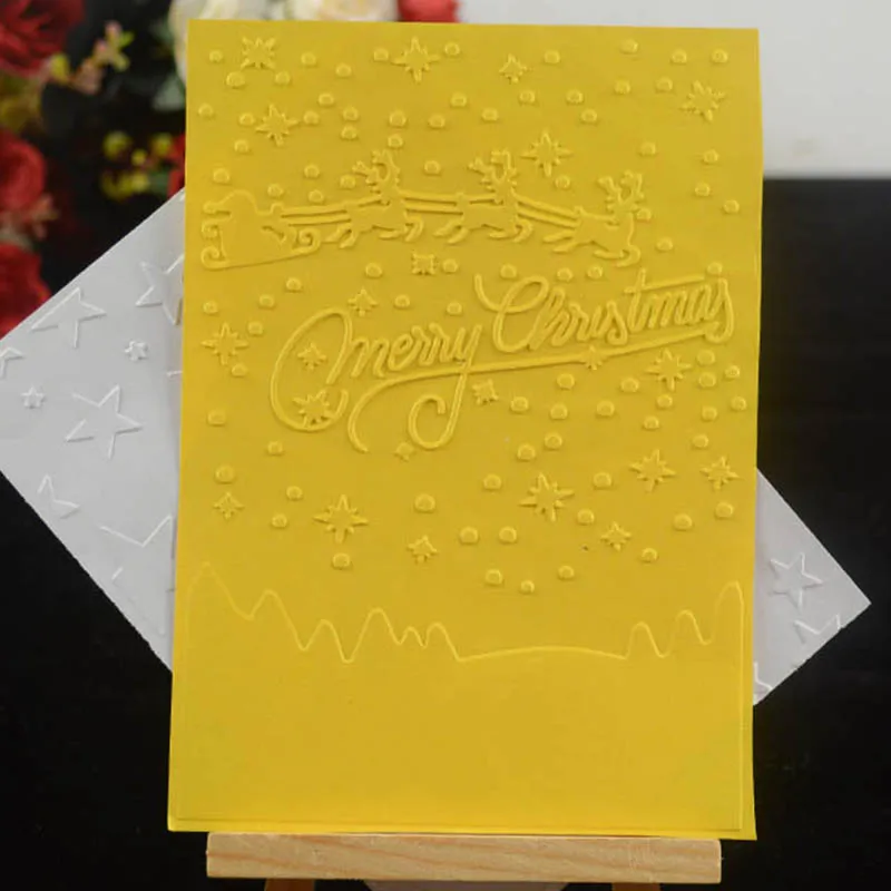 

Merry Christmas Santa with deer embossing folder background for DIY Scrapbooking Decorative Embossing card making