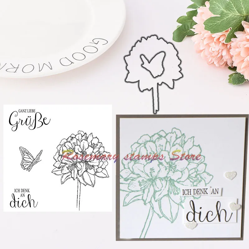 

Rosemary stamps German Flower Metal Cutting Dies and stamp For Scrapbooking Practice Hands-on DIY Album Decor Card Craft Dies