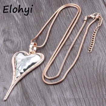 

ELOYHI Hyperbole Heart Double Color Long Snake Chain Pendants Sweater Chain Top Quality For Women Trendy Neckalce&Pendants Gift