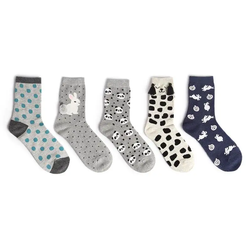 CHAOZHU Childlike Cotton Women Girls Autumn Winter Cute Socks Cartoon Animals Duck/Dog/Dots Patterns Promotion Best Price Socks