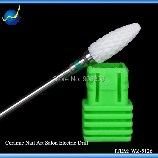 

HOT Selling 1pc Flame Ceramic Drill Bit White Ceramic Burr Bits For Manicure Pedicure Professional Nail Tools Nail Mills 3/32"