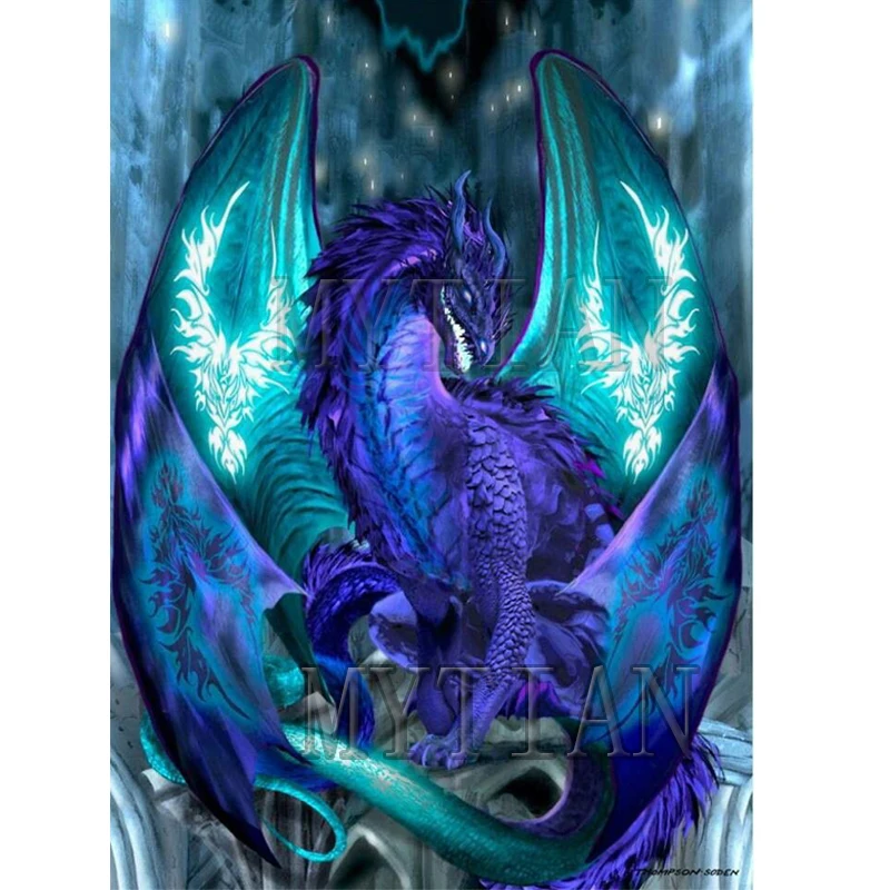 5d Violeta Diy Dragão Animais Pintura Diamante Pintura Diamante Bordado Cheio Quadrado e rodada Broca Needlework Artesanato Parede