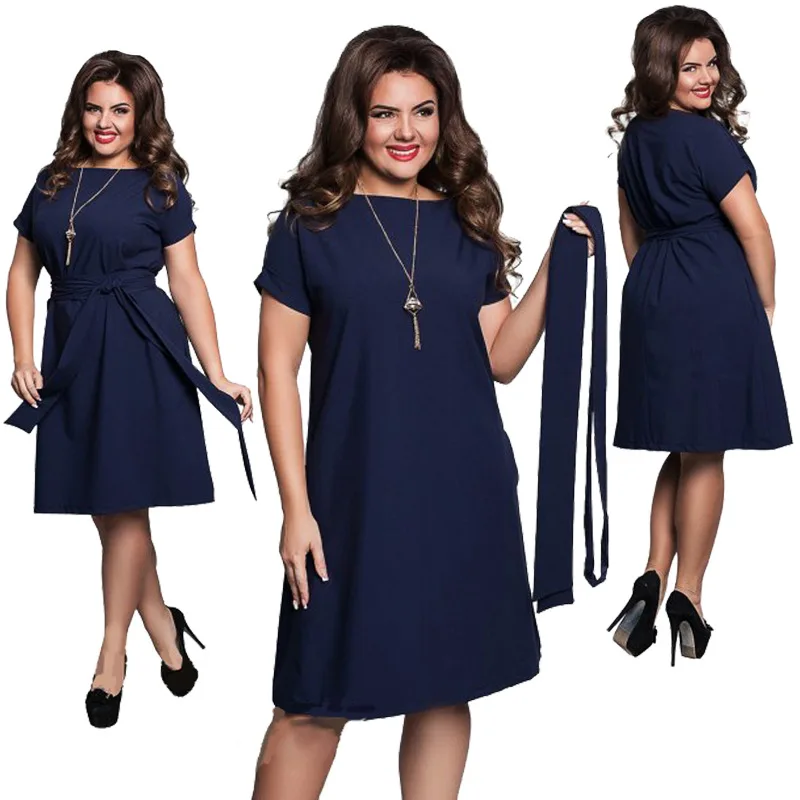 

2018 Spring Summer Women Dress Hem Side Split Ladies big size Dresses Tie Sashes Short Sleeve Casual Sexy Female Vestidos