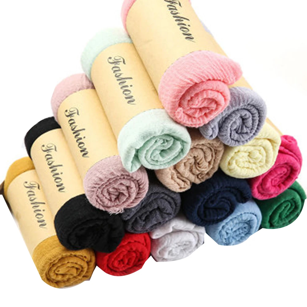 

Cotton and Linen Women Hijabs Ladies Simple Solid Long Shawl Head Scarf Female Daily Wrap Hijab Plain Muslim Fashion Headscarf