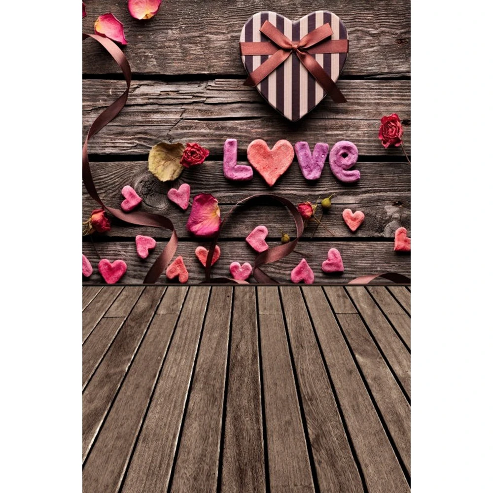 

Yeele Wooden Board Photography Backgrounds Love Heart Dessert Petal Baby Customized Photographic Backdrops For Photo Studio