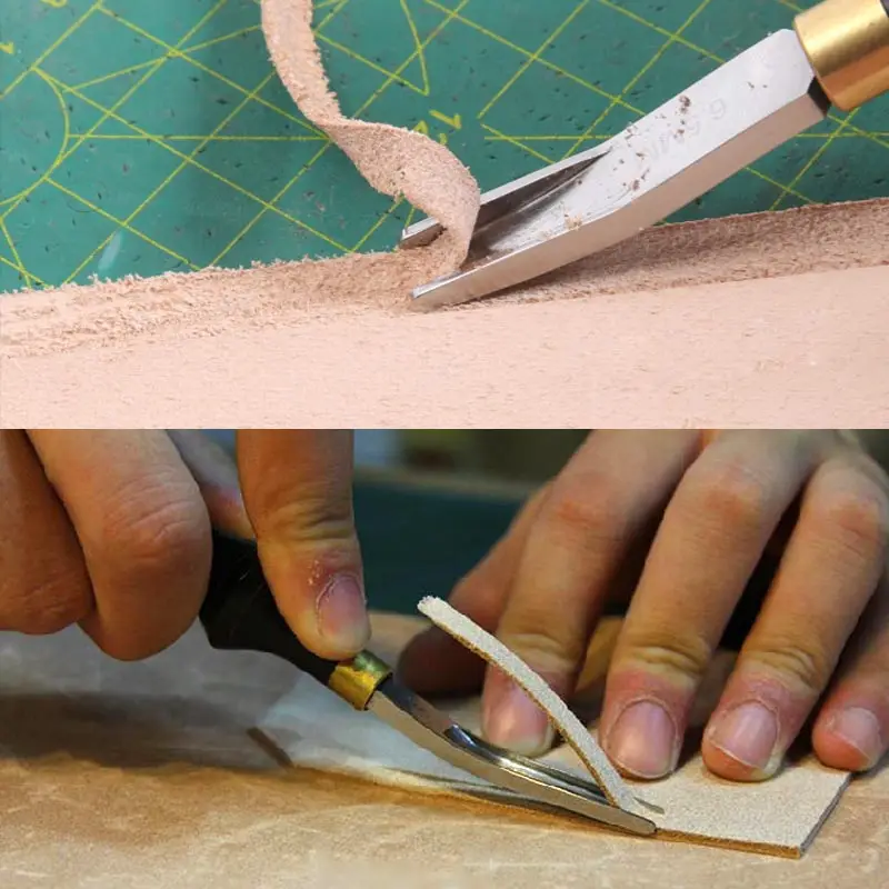 

Handmade Leathercraft Leather Cut Edge Beveler Cutting Groover Skiving Trimming DIY Leather Craft Tool can CSV