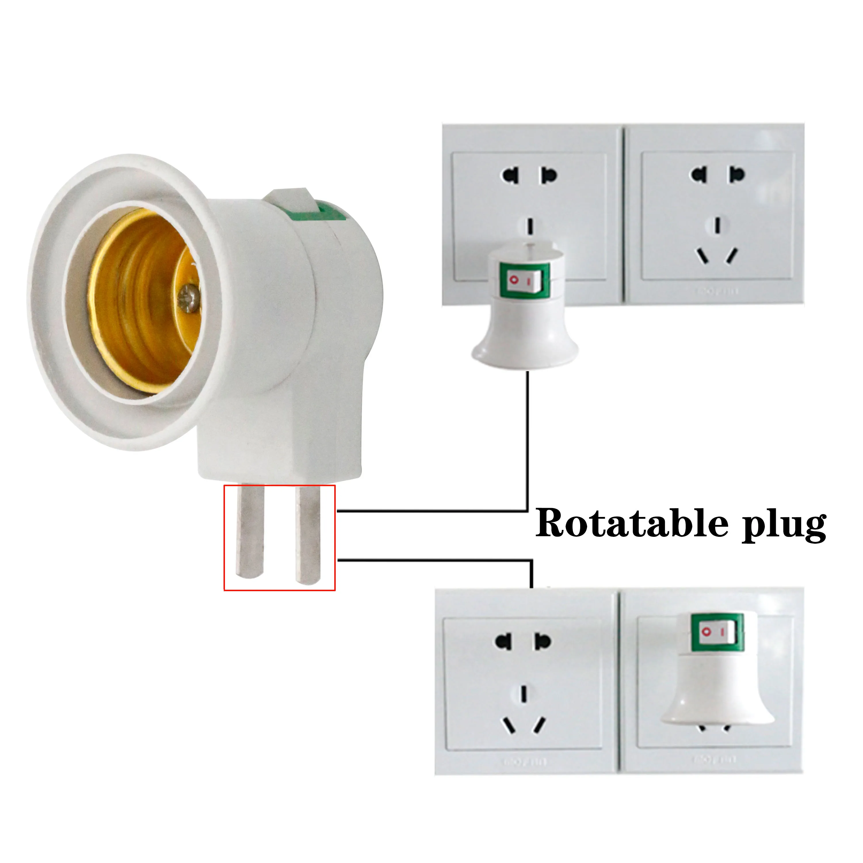 E27 женский разъем АС адаптер с Питание ВКЛ-ВЫКЛ переключатель управления