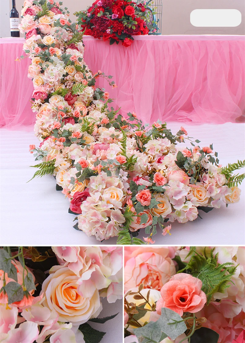JAROWN Wedding Props Flower Row Trailing Floral Set Flower Wall Welcome Area Stage Layout Decor Home Party Decoration (11)