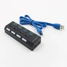 США Plug 4 Порты и разъёмы 5 В USB3.0 концентратор с выключателем кабель высокого Скорость HUB USB разветвитель Адаптеры питания для портативных ПК qjy99