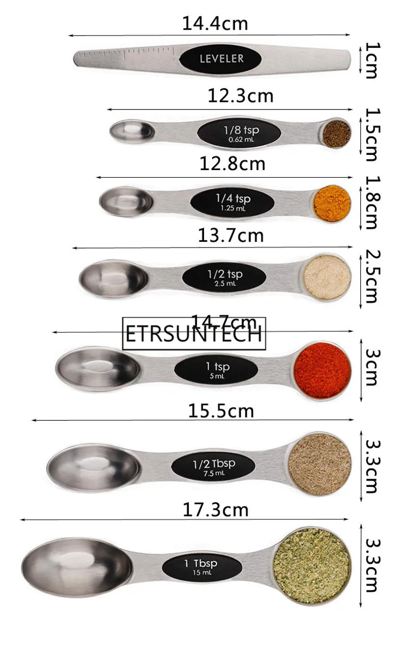 100 наборов магнитный Набор мерных ложек с выравнивателем из нержавеющей стали двухсторонний набор мерных ложек для приготовления выпечки