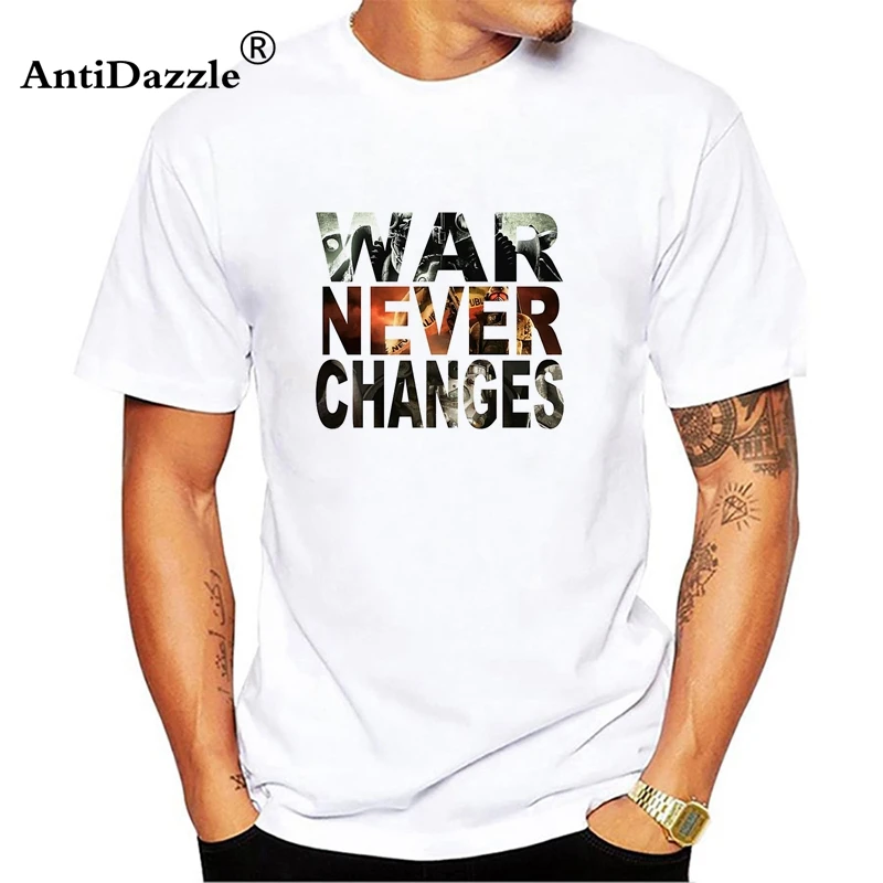 

War War Never Changes Men Tees T shirt Fallout 4 video game Gaming Bethesda Nuclear Fallout New Vegas Vault Geek Vault Tec