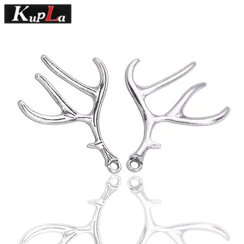 

Christmas Antlers Charms Vintage DIY Christmas Charms Metal Handmade Christmas Deer Pendant Charms 20pcs/lot 39*51mm C6585