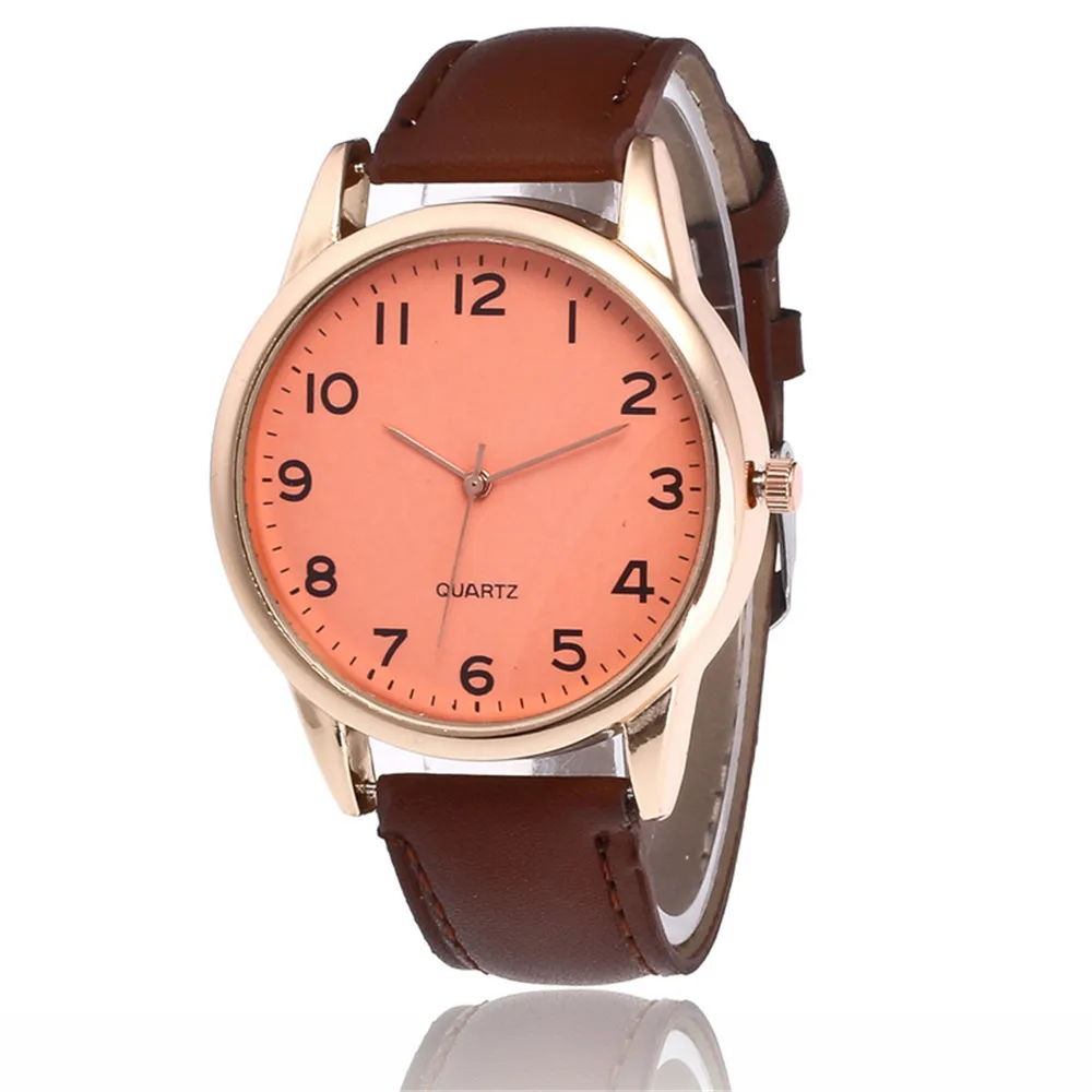 Мужские часы, пара модных кожаных браслетов, аналоговые кварцевые круглые наручные деловые мужские часы, часы для мужчин - Цвет: Coffee