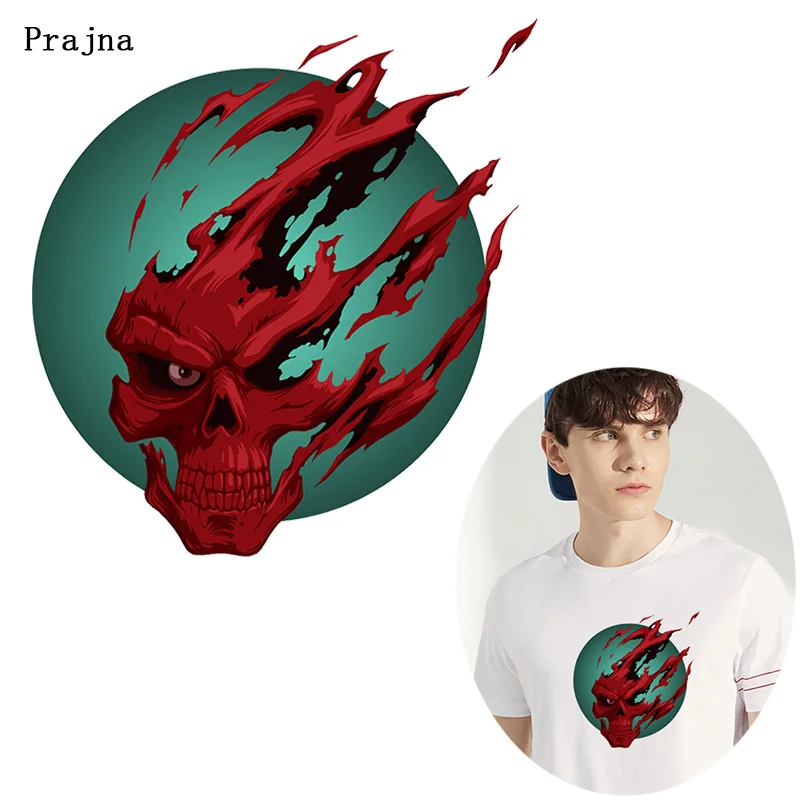 

Prajna Punk Thermal Transfer for Clothing Printed Iron-on Sticker to Cloth Hippie Skull Vinyl Heat Transfer Flower Heart Decor F
