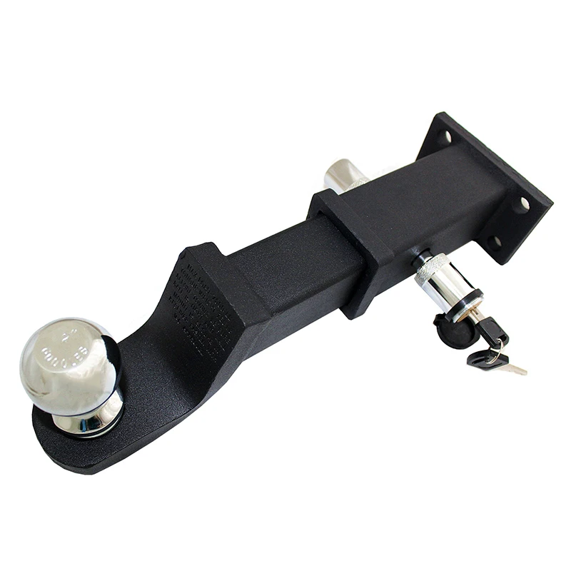 

Trailer Hook with 2" Ball Mount Black Long Tow Bar with Pin Lock & Square Base Connector Converter