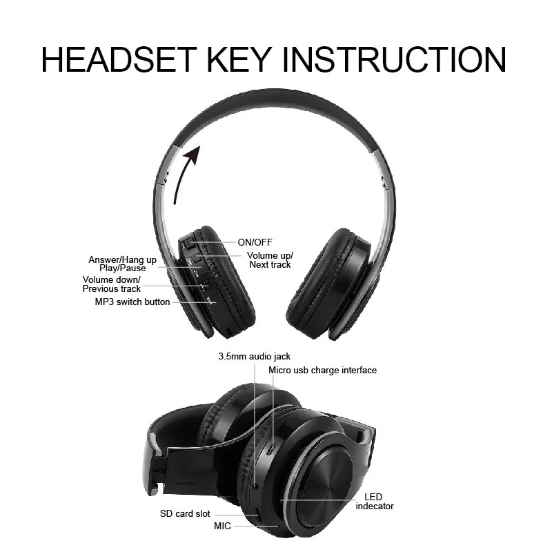 Wireless Headphones Bluetooth Headphones Sport Headset Stereo Sound Earphone Support SD card With Microphone For Computer Phone