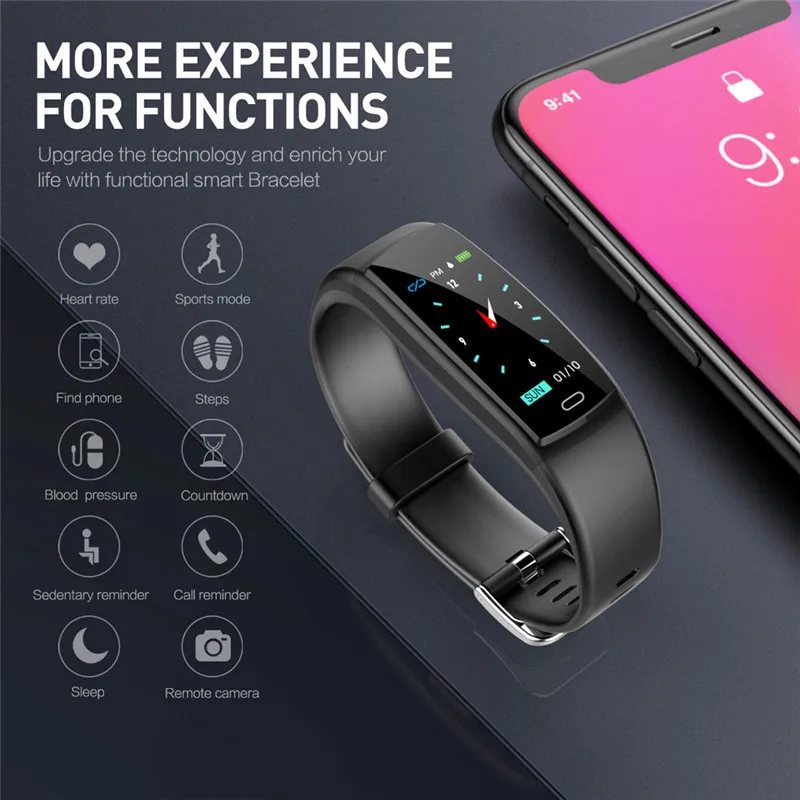 2019 New Popular IP67 Waterproof index Fitness Smart Color Screen Blood Pressure Exercise Heart Rate Pedometer Smart Watch