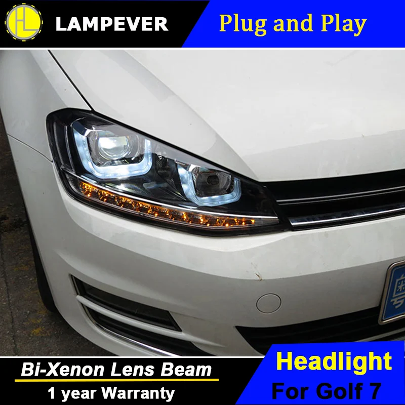 Lampever стайлинг фары для VW Golf 7 светодиодный 2013-2015 Golf7 Mk7 ные ДХО Биксеноновые линзы