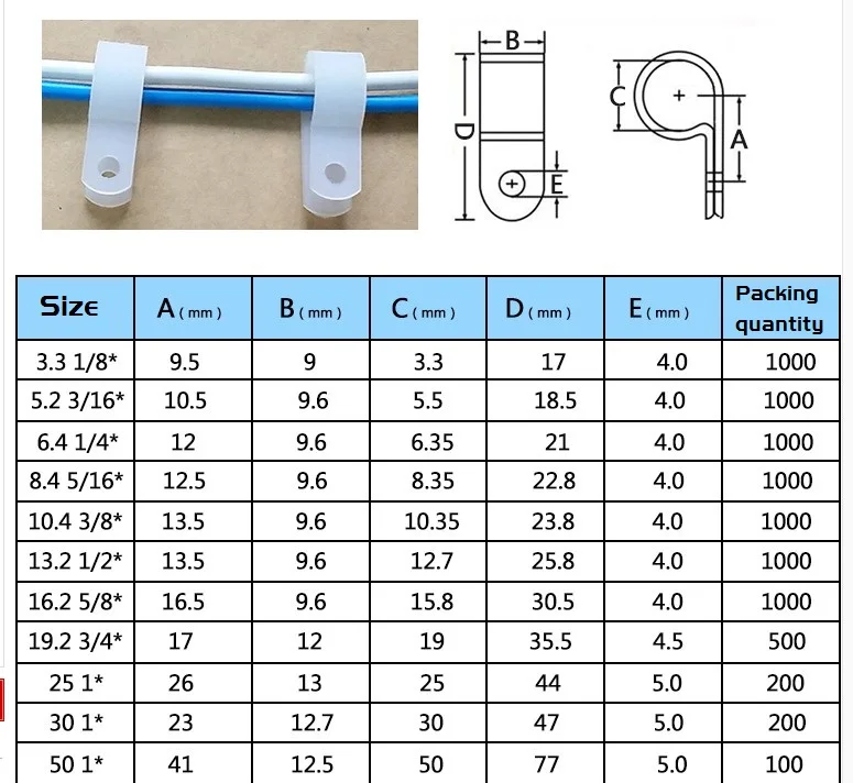 1000 шт. нейлон белый черный 16 мм 5/" провод кабель шланг P Тип R зажим зажимы зажим C = 3,3 5,2 5,3 8,4 10,4 13,2 16,2 19,2 25 30 мм