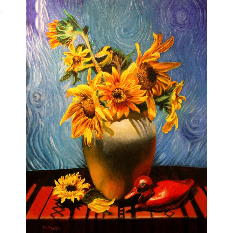 Full square/Round Diamond Painting Cross Stitch sunflower vase Rhinestone mosaic Embroidery Flower Decorative gift | Дом и сад
