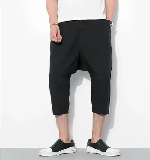 Город мальчик свободные повседневные хан издание брюки длиной до щиколотки персонализированные середины талии брюки тенденция M-4XL - Цвет: black