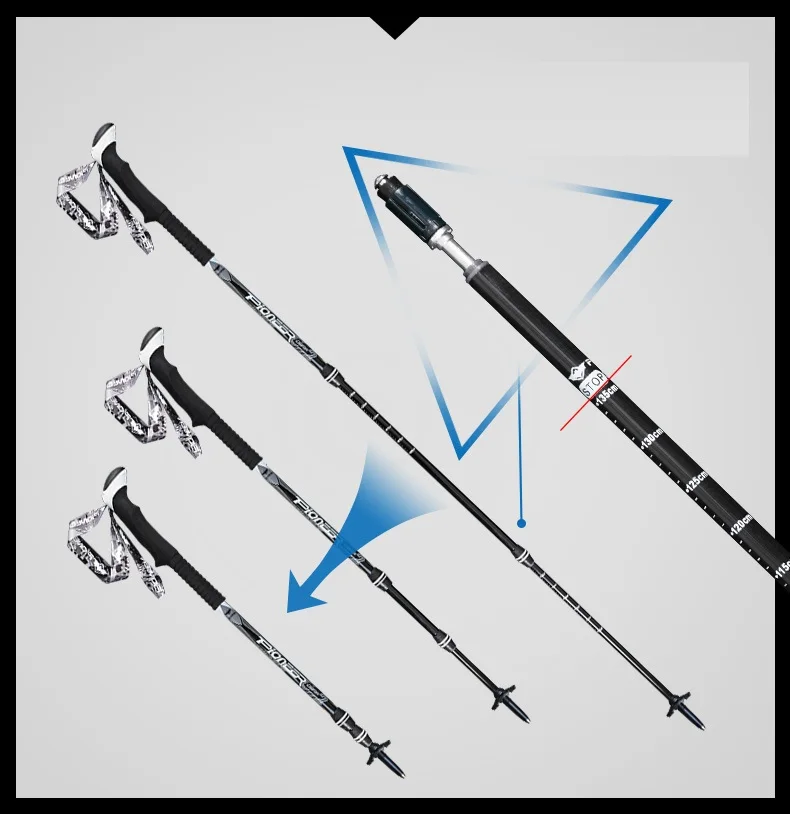 Ultraleve de Fibra de Carbono Sistema de Absorção de Choque Tênis para Caminhada Ajustável Telescópica Pólos Trekking Bengala Anti Escalada Bengalas 4 High Quality Esporte e Lazer