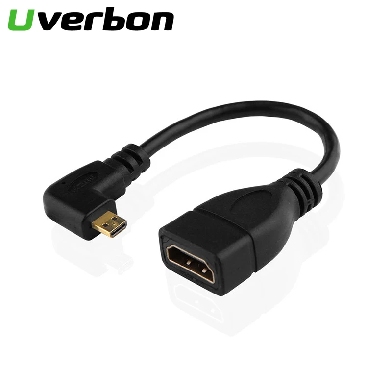 

Micro HDMI to HDMI Adapter Left Angle Male to Female HDMI Converter Cable 3D 1080P for PC HDTV Projector Laptop