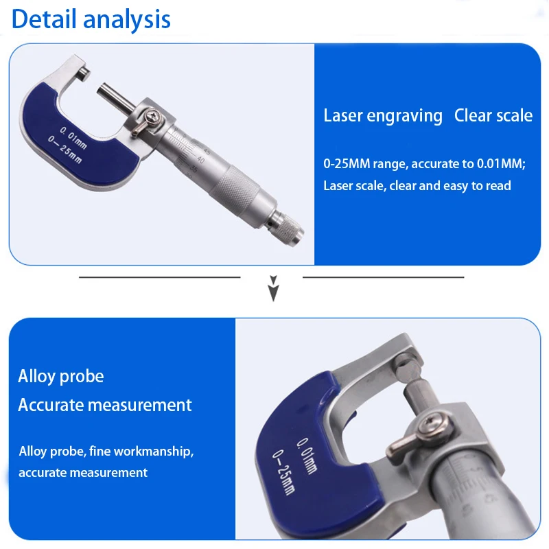 Наружный диаметр микрометра высококачественная нержавеющая сталь 0-25 мм циркуль спиральная проволока зажим 0,01 мм штангенциркуль, измерительные инструменты