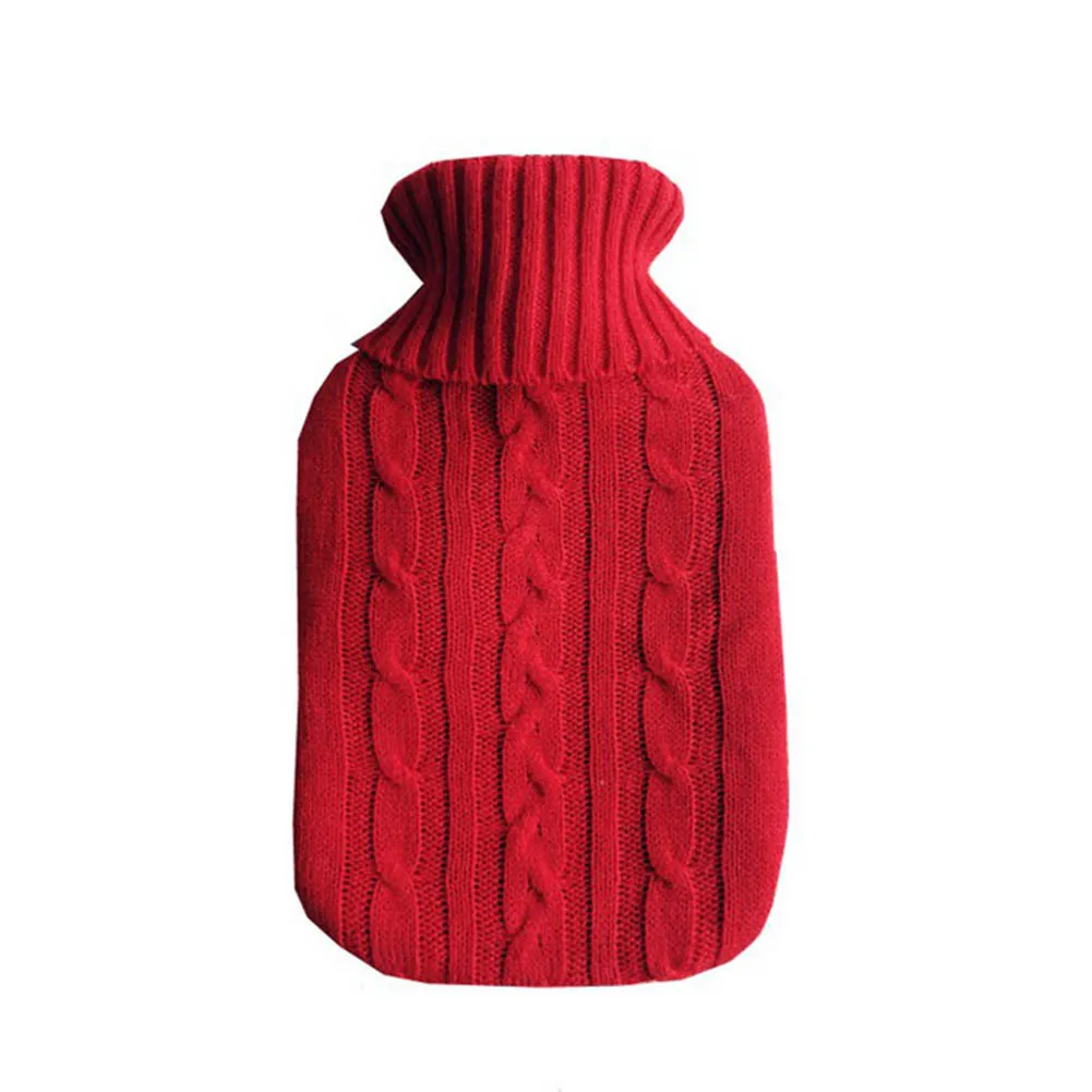 Вязаная крышка только для 2000 мл наполненная водой грелка сумка грелка для рук термопакет MF999 - Цвет: Red