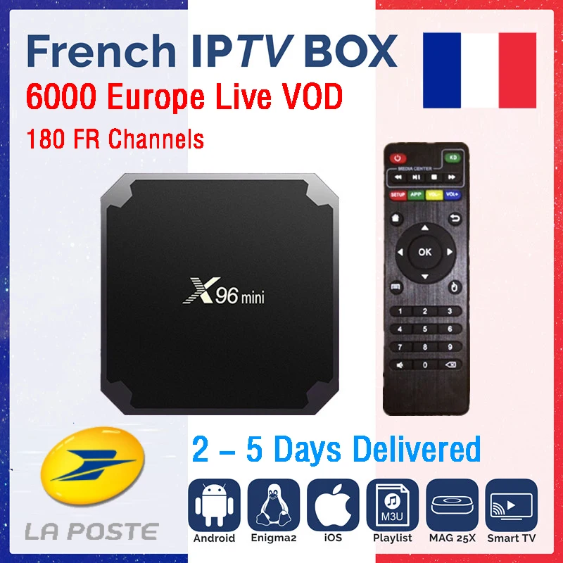 Французский IP tv Box X96 Мини Android tv Box с 5200+ 1 год IP tv Европа Франция арабские африканские Марокко футбол Smart IP tv Box