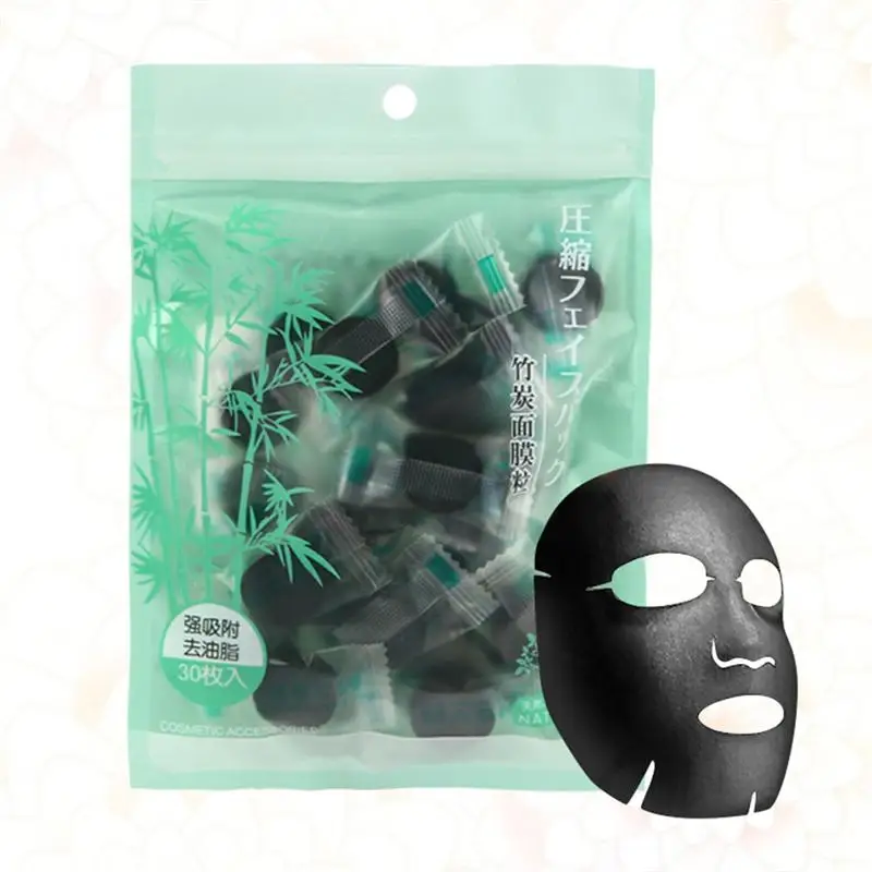 30 шт. DIY сжатая маска Высокое качество нетканые ткани для лица Натуральный бамбуковый уголь маска волокно маска для ухода за кожей лица