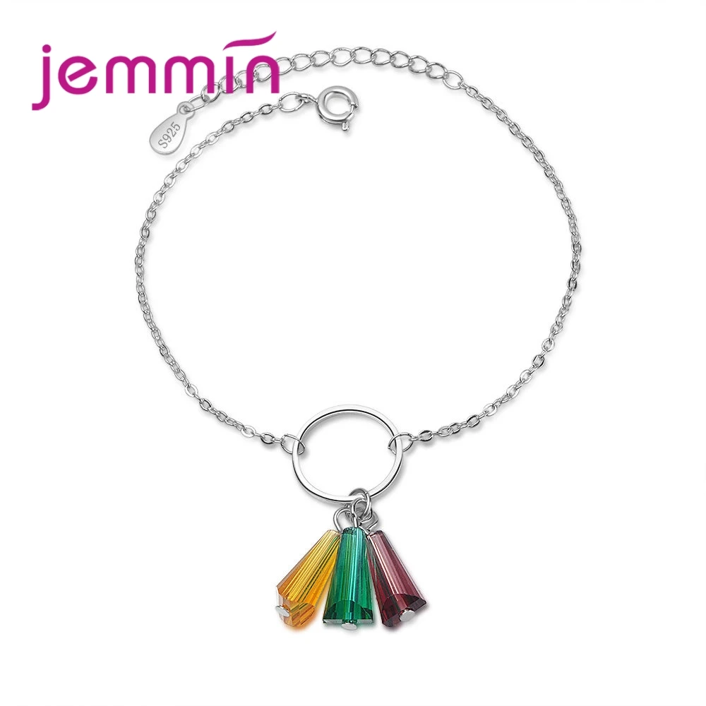 

Jemmin Elegant Shiny Colorful Crystal 925 Jewelry Silver Jewelry Bracelet Fashion Bracelets & Bangles Top Quality Wholesale