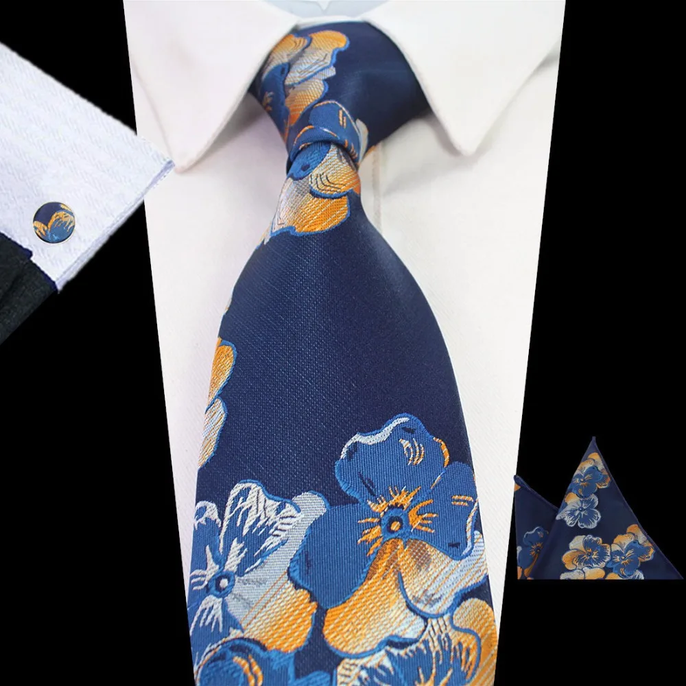 

Ricnais Men's Tie Set Green Paisley Floral Silk Tie Gravata Pocket Square Cufflinks For Men Formal Wedding Party Groom Business