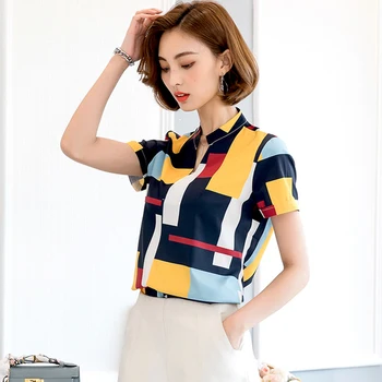 

I443436 Summer New 2019 High Quality Women's Shirt Femme Chiffon Shirts Tops