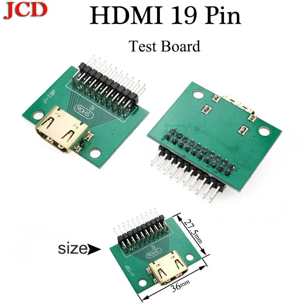 JCD женский мужской печатной платы HDMI Тип C D стандартный штекер с печатной платой 19 P HDMI разъем HDMI 19 Pin HDMI тестовая плата - Цвет: HDMI 19 Pin