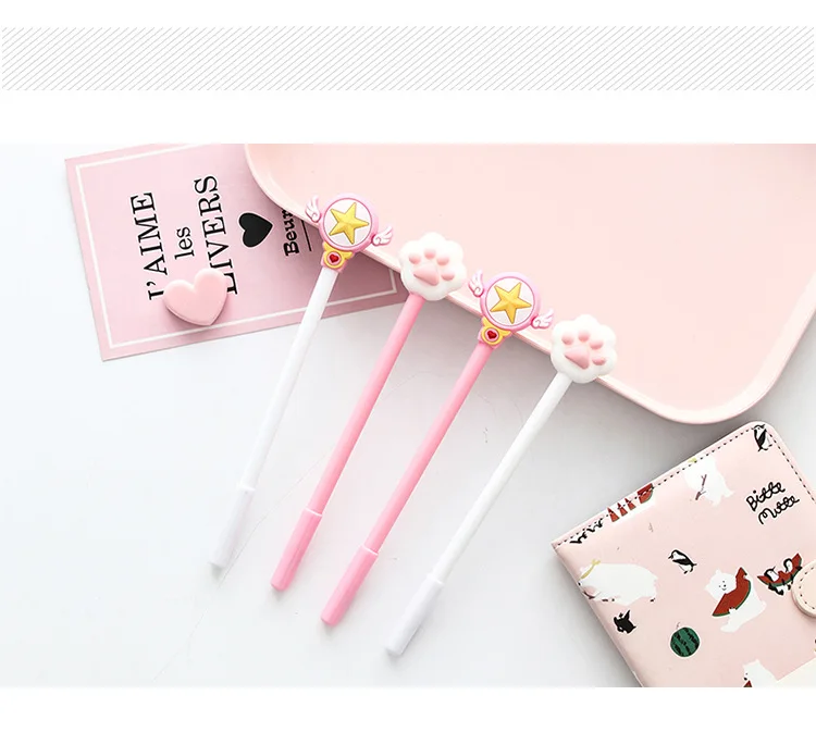 Розовый Прекрасный Волшебная звезда кошка лапа гелевая ручка подпись ручка Escolar Papelaria школьные офисные принадлежности рекламный подарок